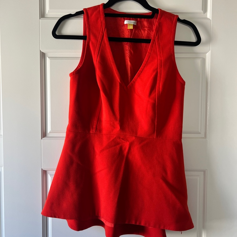 Leifsdottir Anthropologie Red Sleeveless Peplum Top